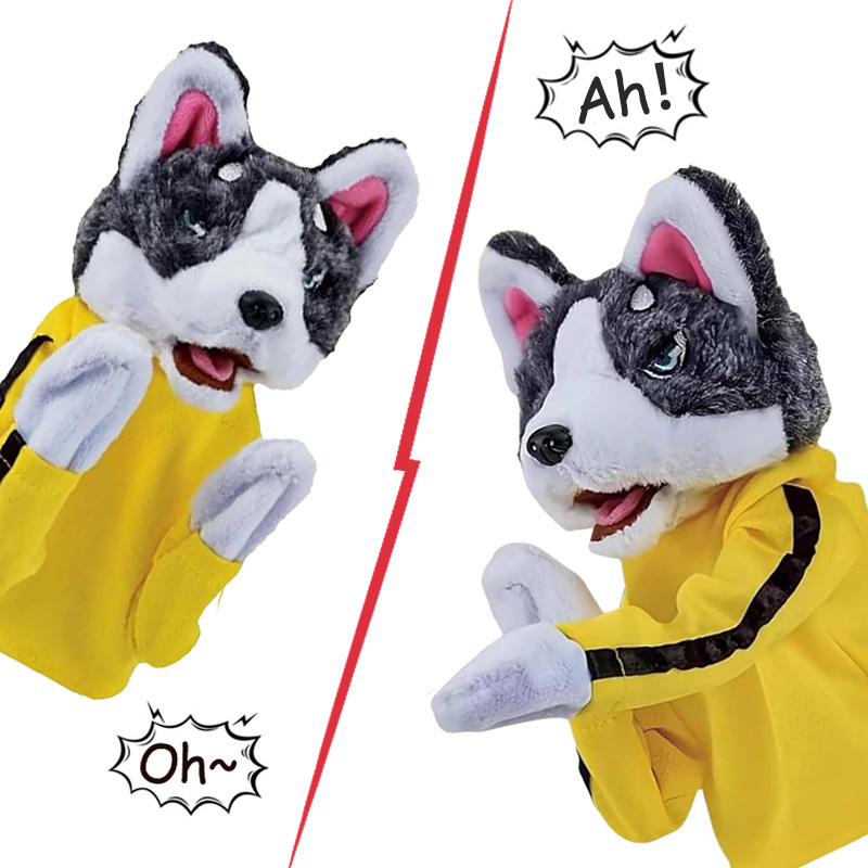 Interactive Squeaky Plush Dog Toy - 키즈 쿵푸 허스키 장갑 장난감 싸우는
