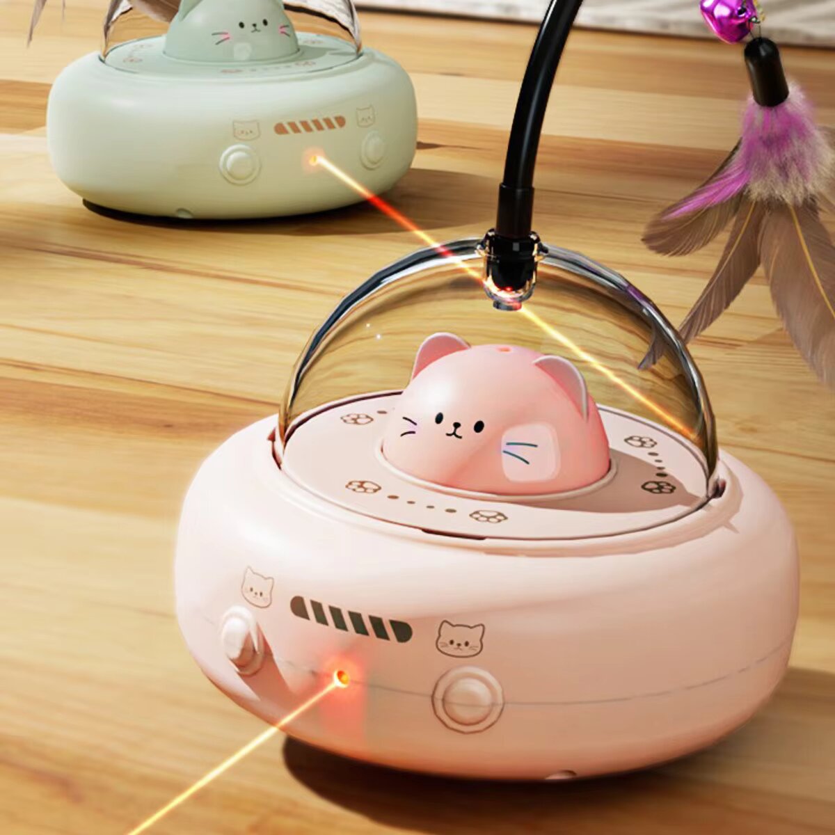 깃털 막대, 레이저 포인터 및 안개등이 포함된 3-in - Laser Pointer Cat Toy Automatic 리뷰 및 가격